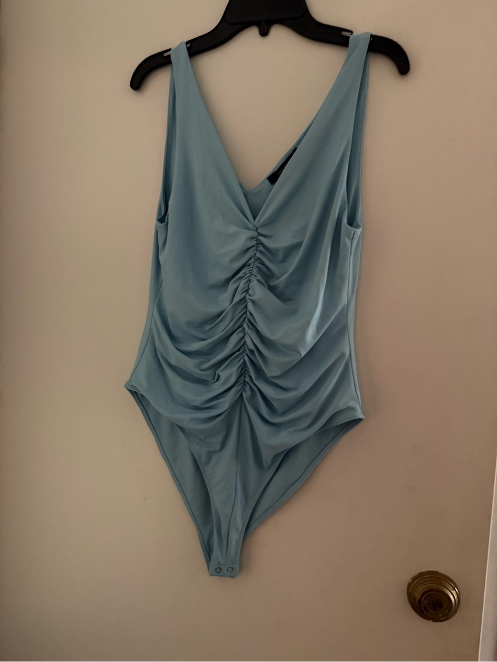 Forever 21 Sky Blue V-Neck Bodysuit with Wide Straps